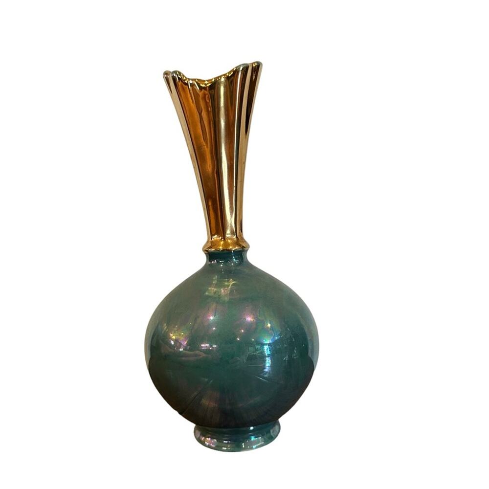 Vintage Blue Opalescent Art Deco Style Bud Vase - Picture 1 of 4